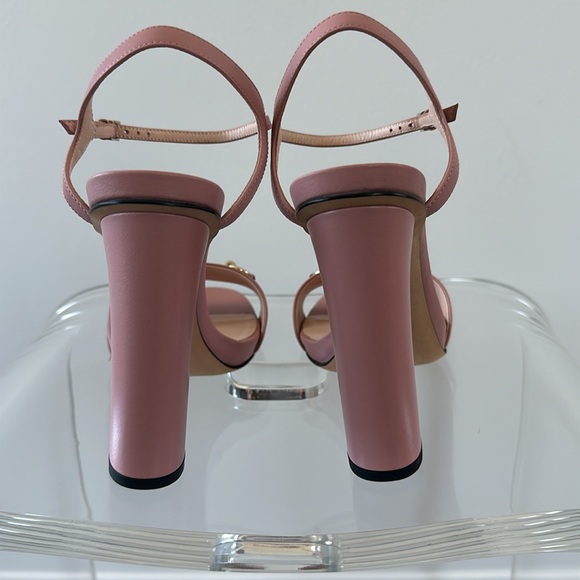 Authentic Gucci Pink Leather Horsebit Ankle Strap Platform Heels Sandals - Picture 5 of 11